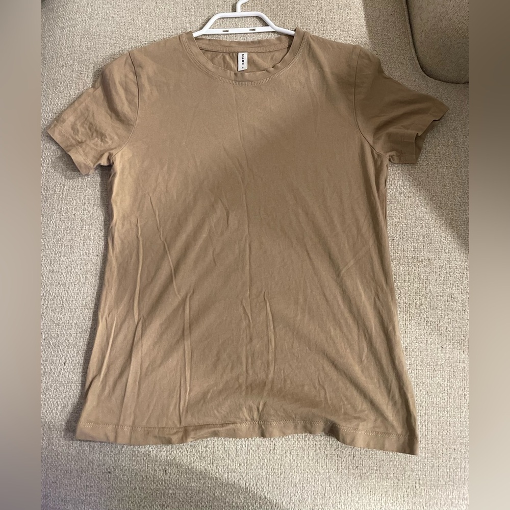 KOTN crewneck T shirt, size Small, camel/tan colour
